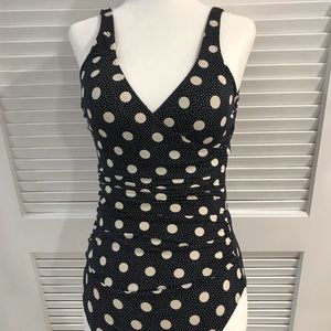 Navy polka dot swim suit